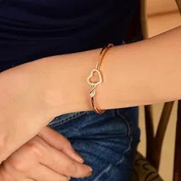 Nilu's Collection Women American Diamond Rose Gold-Plated Kada Bracelet image 3