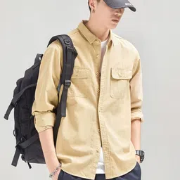 StyleCast Men Standard Fit Spread Collar Solid Cotton Casual Shirt image 3