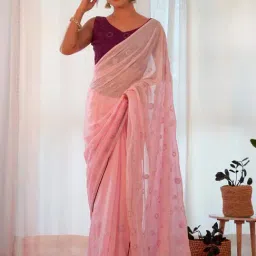 Saree Mall Pink Embellished Saree With Unstitched Blouse-picture-21