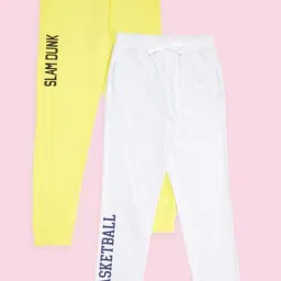 Pantaloons Junior Yellow & White Cotton Printed Trackpants (Pack of 2)-picture-37