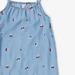 Tommy Hilfiger Kids Blue Regular Fit Embroidered Dress image 4