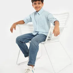 LilPicks Kids White & Blue Striped Shirt image 4