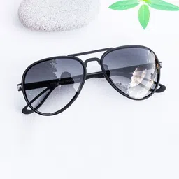 Jiebo Unisex Black Lens & Black Aviator Sunglasses with-picture-10