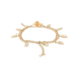 OOMPH Gold-Tone Multi Layer Leaf Stylish Latest Anklet for Women image 4