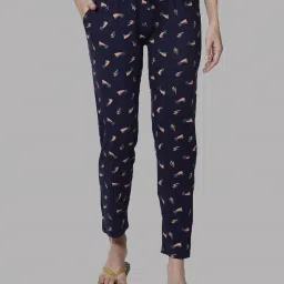 Kryptic Navy & Burgundy Printed Pure Cotton Elasticated Waist Band Regular Fit Pyjamas - Pack of 2 image 3