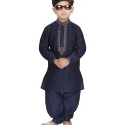 SG Yuvraj Kids Navy Embroidered Kurta with Churidars-image-44