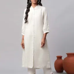 linen club woman Linen Club Green A Line Kurta image 4