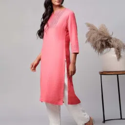 linen club woman Linen Club Rapture Rose Beaded Kurta image 4