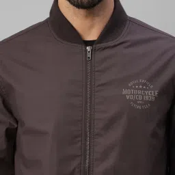 Royal Enfield WD/CO Burgundy Regular Fit Cotton Bomber Jacket image 4