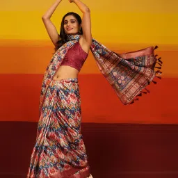 Silk Land Pink Silk Woven Banarasi Saree With Unstitched Blouse image 4