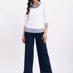 Fablestreet White Cotton Regular Fit Top image 4