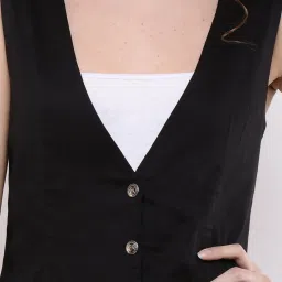 Cottinfab Black Viscose Rayon Regular Fit Waistcoat image 4