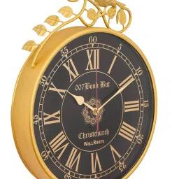 CHRONIKLE Round Black & Gold Iron Wall Clock image 4