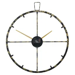 CHRONIKLE Round Black & Gold Iron Wall Clock image 4