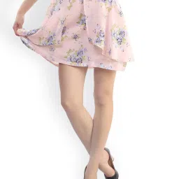 Belle Fille Light Peach Floral Print Skirt image 1