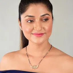 Nilu's Collection Women Rose Gold-Plated Zircon Mangalsutra image 4