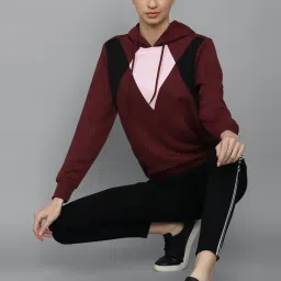 Allen Solly Maroon Cotton Printed Hoodie image 4