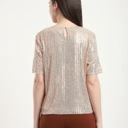 R&B Beige Polyester Embellished Top image 2