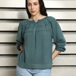 High Star Green Cotton Self Design Shirt-picture-18