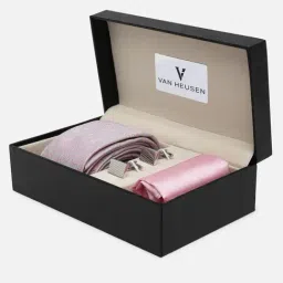 Van Heusen Pink Embroidered Tie Pocket Square & Cufflink Gift Set image 5