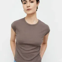 Ginger by Lifestyle Brown Cotton T-Shirt-picture-39