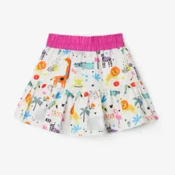 The Souled Store Girls White Cotton Printed Regular Fit Skirts image 2