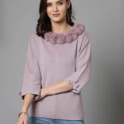 Mafadeny Mauve Regular Fit Sweater-image-3
