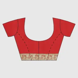 Banarasi Silk Works Red Woven Saree With Unstitched Blouse image 3