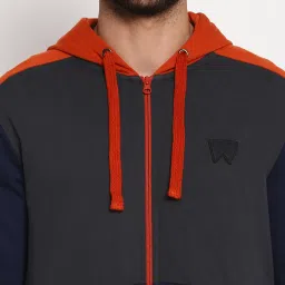 Wrangler Blue & Grey Colour-Block Hooded Sweatshirt image 4