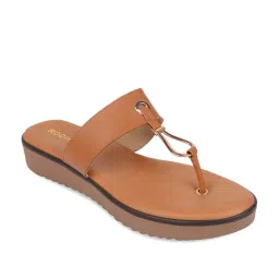 Rocia by Regal Women's Tan Thong Wedges image 2