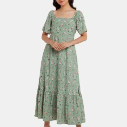 Zink London Green Printed Maxi Dress image 1