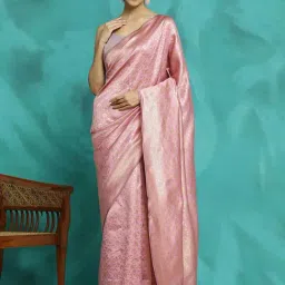 Jaipur Kurti Baby Pink Woven Saree With Unstitched Blouse-picture-21