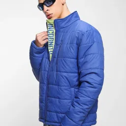 Bewakoof Blue Plus Size Relaxed Fit Puffer jacket image 1