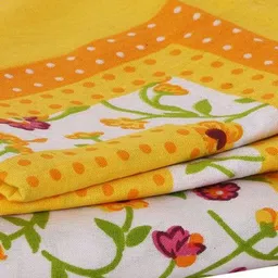 DGSM CRAFT Yellow Floral 144 TC King Bedsheet with 2 Pillow Covers image 4