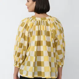 Forever 21 Yellow Check Cotton Top image 2