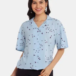 Zink London Blue Printed Shirt image 1