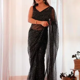 Saree Mall Black Embellished Saree With Unstitched Blouse-picture-15