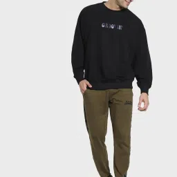 Bewakoof Men's Black Graphic Relaxed Fit Sweatshirt image 4