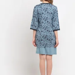 Kanvin Blue Floral Print Night Dress With Robe image 2