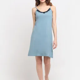 Kanvin Blue Floral Print Night Dress With Robe image 5