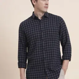 JadeBlue Black Cotton Checked Regular Fit Shirt-picture-36