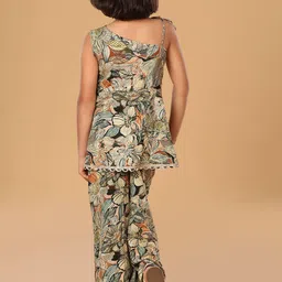 The Mini Trunk Girls Floral Printed Square Neck A-Line Kurti With Palazzos image 5