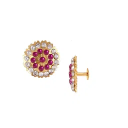 DIVASTRI Gold-Plated Artificial Stones Studded Floral Shaped Studs image 2
