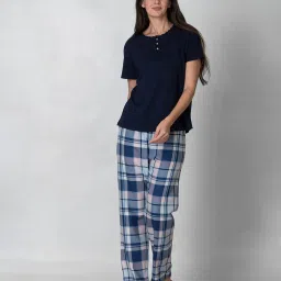 The Calm Collective Blue & White Checks Pyjamas image 4