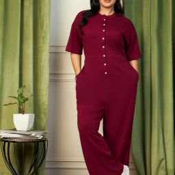 CURVE BY KASSUALLY Maroon Maxi Jumpsuit-picture-34