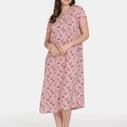 Zivame Pink Printed Night Dress-image-59