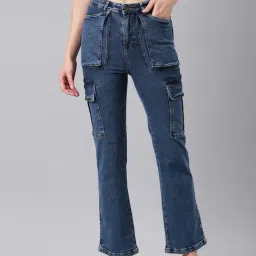 SHOWOFF Blue Denim Mid Rise Cargo Jeans-image-69