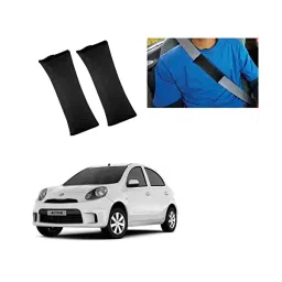 Auto Pearl Seat Belt Cushion (Pack of 2, Black) Compatible for Nissan Micra Active-image-24