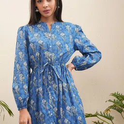 Vishudh Women Floral Print Fit & Flare Dress-image-47