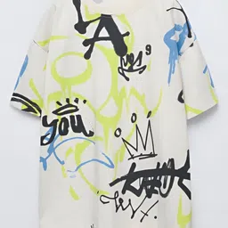 Googo Gaaga Boys Typography Round Neck Drop Shoulder Printed T-shirt-picture-52